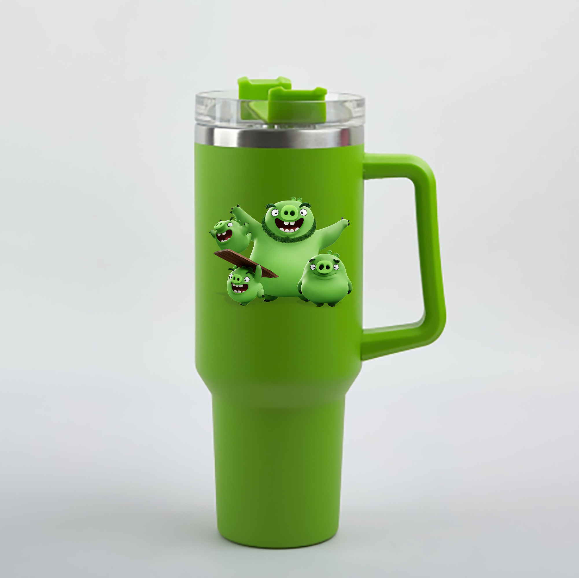 （画像用） Angry Birds アングリーバード 1200mL車用タンブラー - クリスタルステッカー（プラスチックストロー付き）